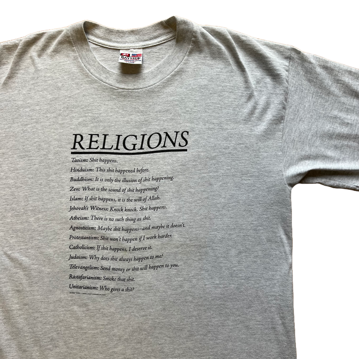 Vintage 1990 Religions Tee - Large - Grey