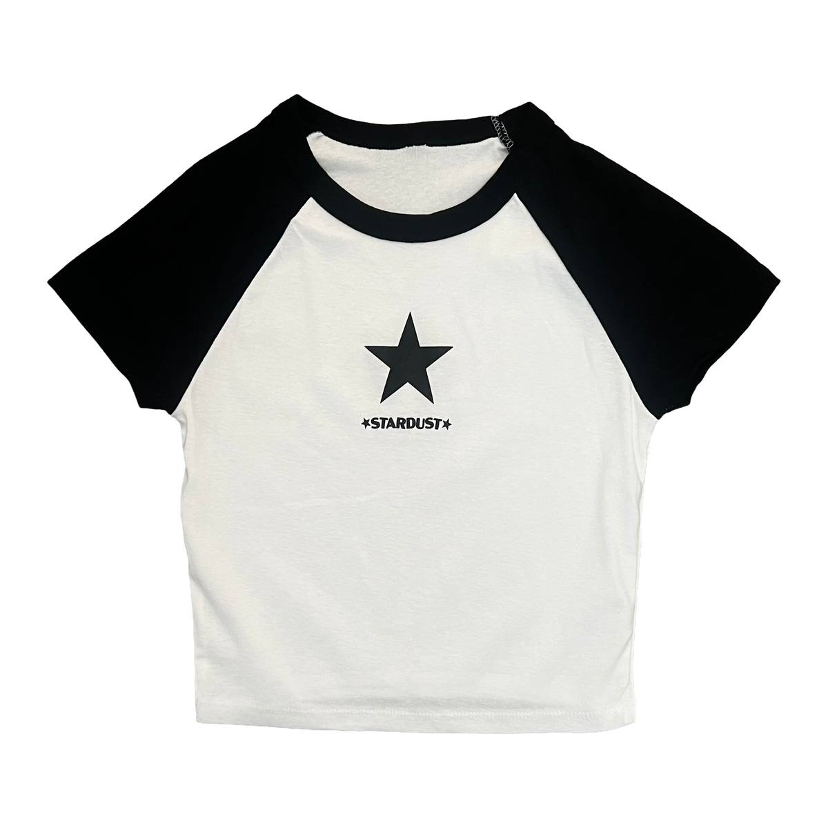 Stardust Skate Shop Matte Black Star Women's Raglan Baby Tee 031 White / Black / Black