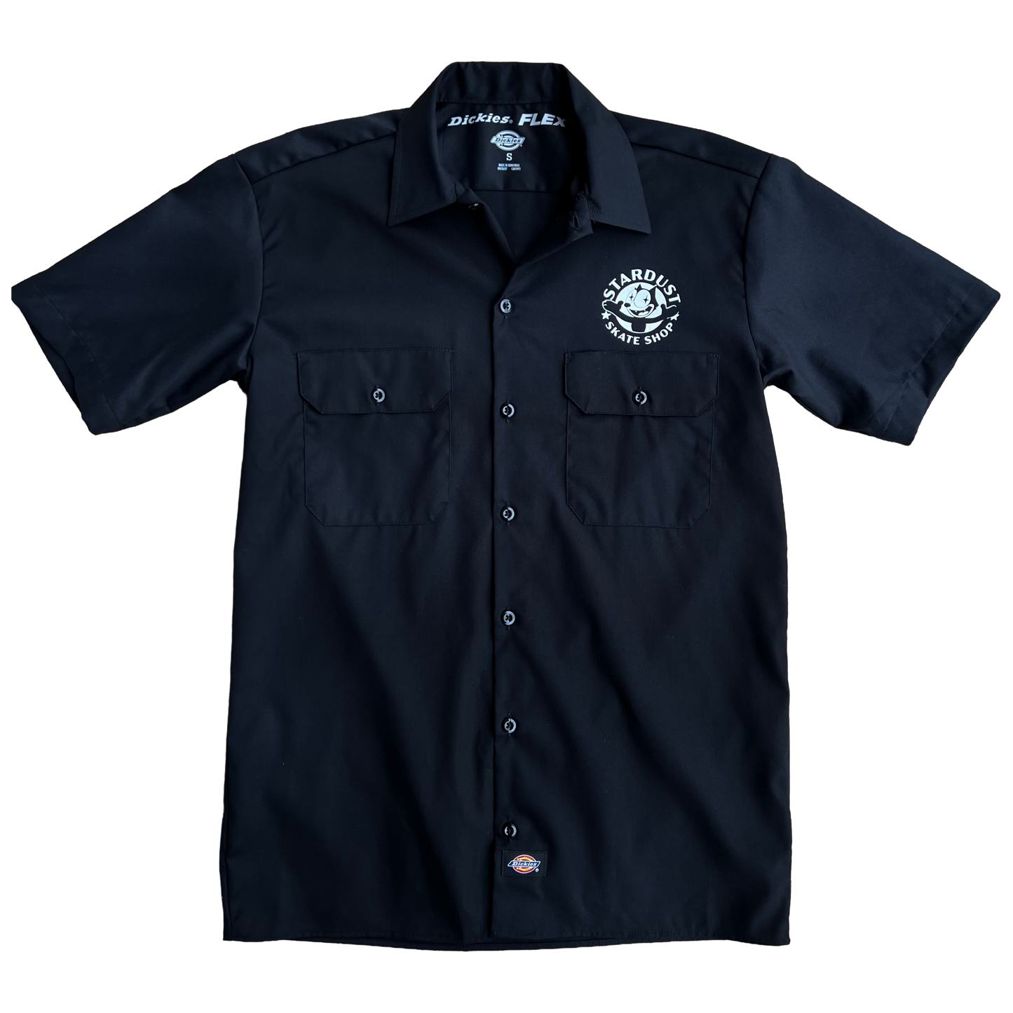 Stardust Skate Shop Felix Dickies Screenprinted Short Sleeve Work Shirt 012 Black / White
