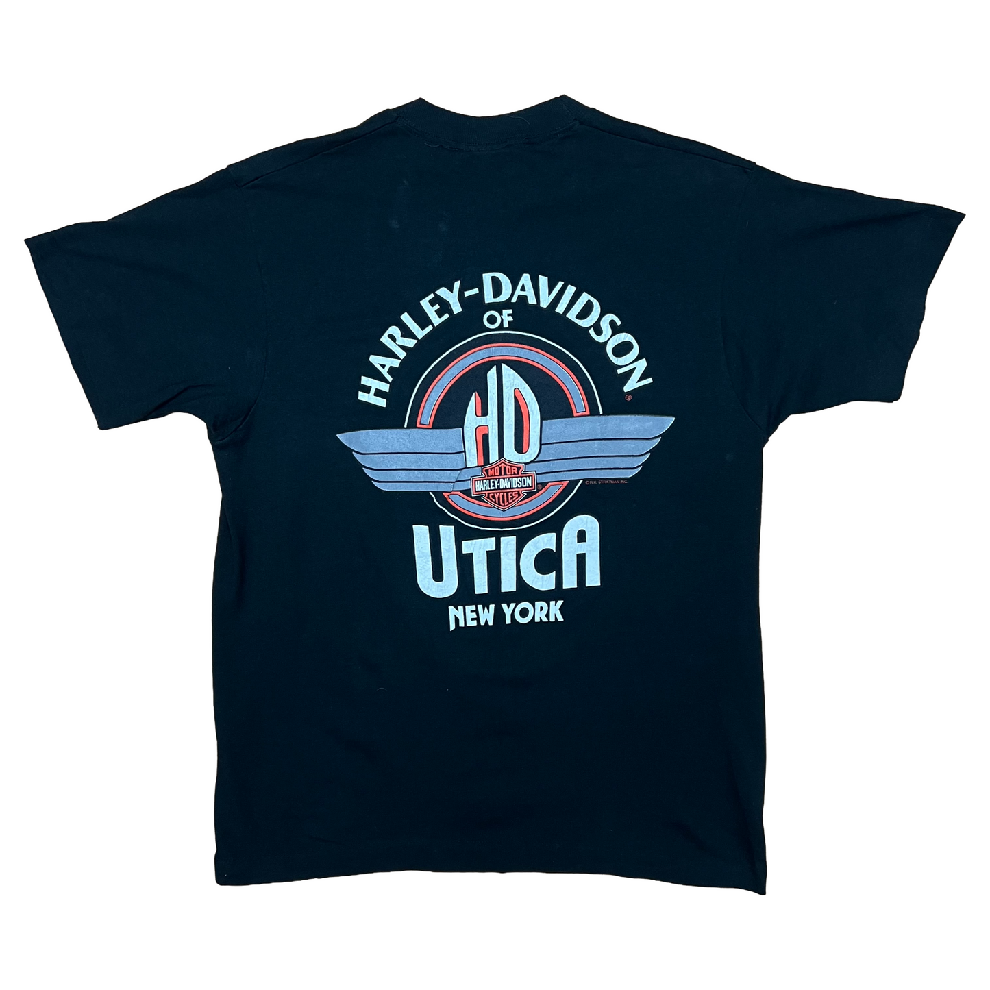 Vintage 1992 Harley Davidson Utica, NY Pocket Tee - Small - Black