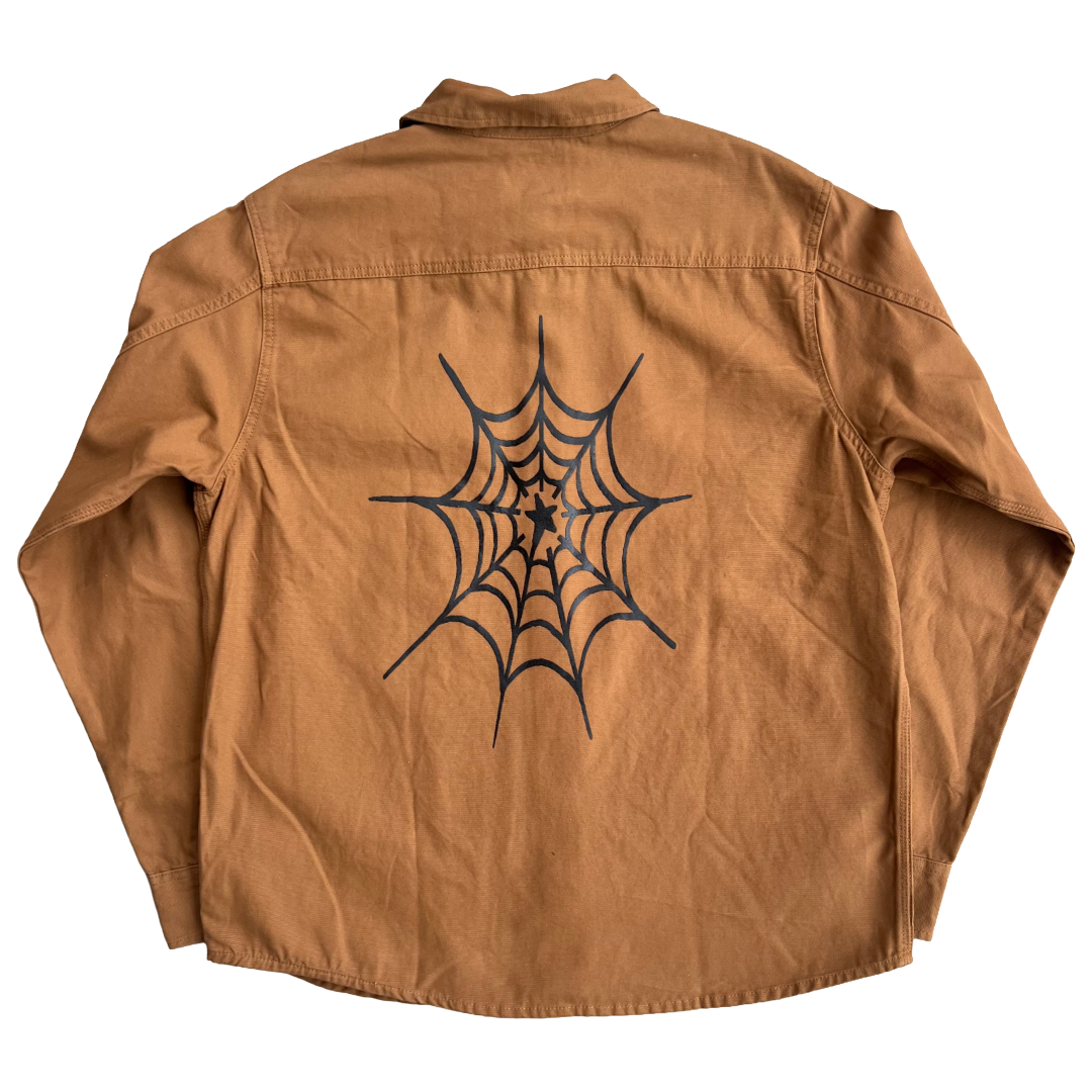 Stardust Bat / Spider Web Dickies Duck Canvas Relaxed Fit Long Sleeve Utility Shirt 041 & 042 Stonewashed Brown Duck / Black
