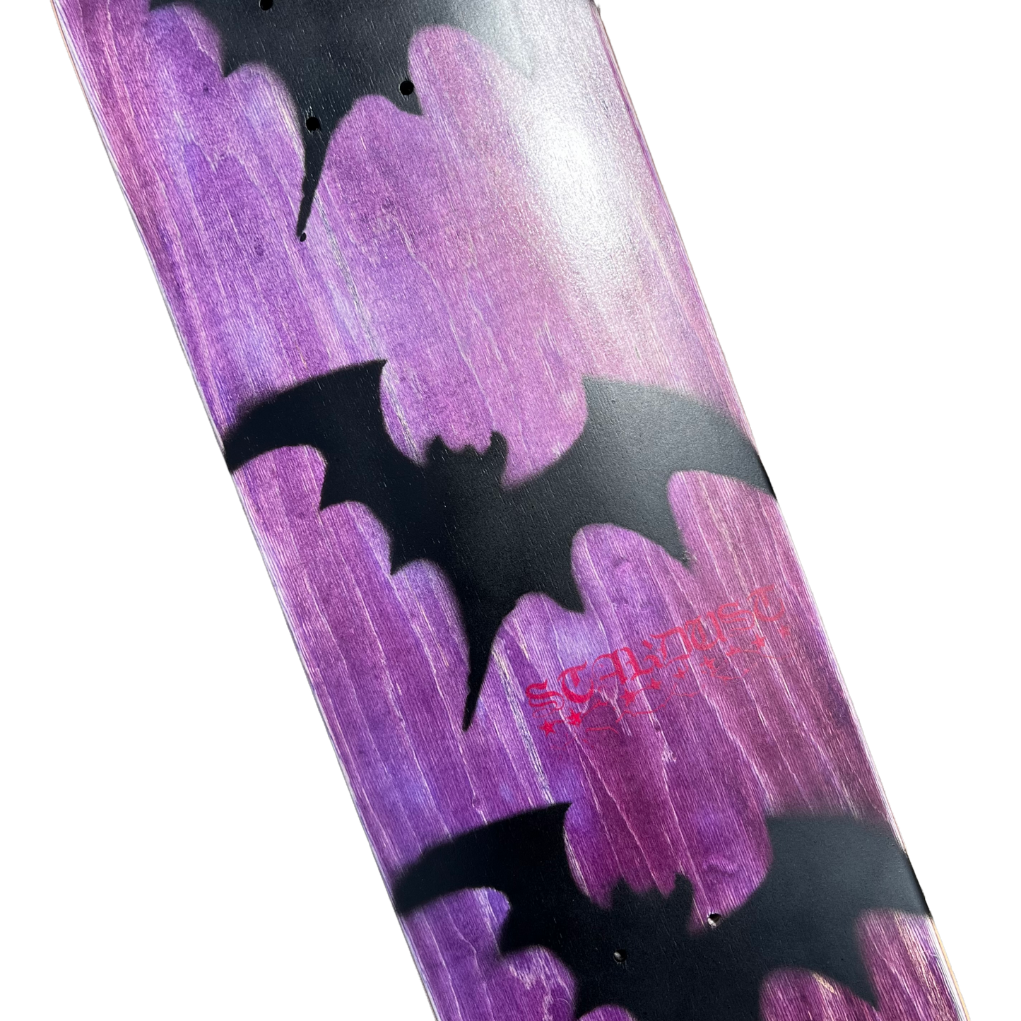 Stardust Tri-Bat Blackletter Deck 052 8.375" (Full Cut) Purple Veneer / Flat Black / Bright Red