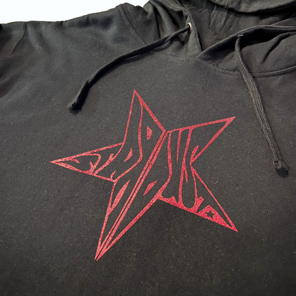 Stardust Skate Shop Red Shimmer Star Hoody 026 Black