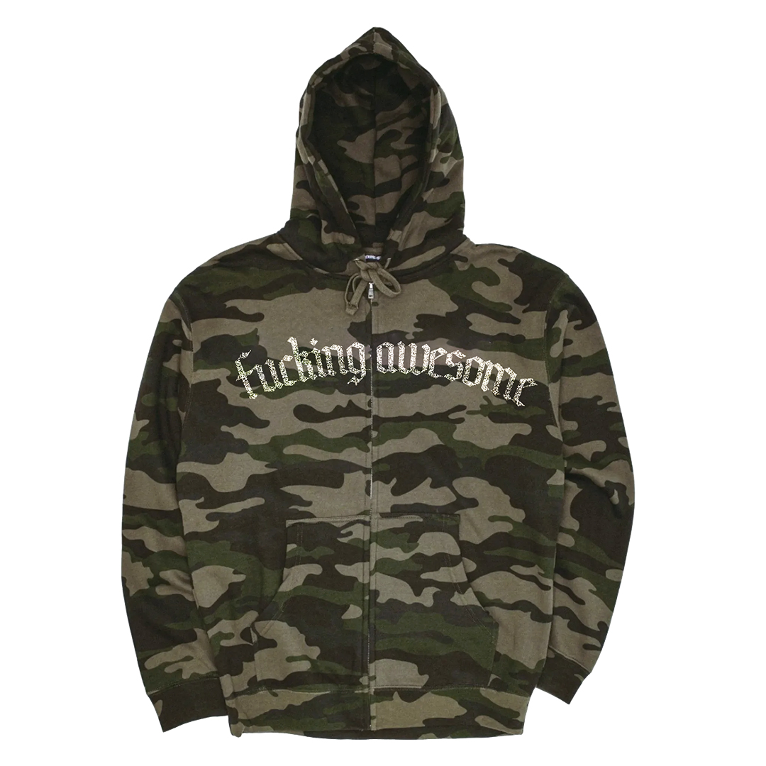 Fucking Awesome Blackletter Logo Zipped Hoody Camo