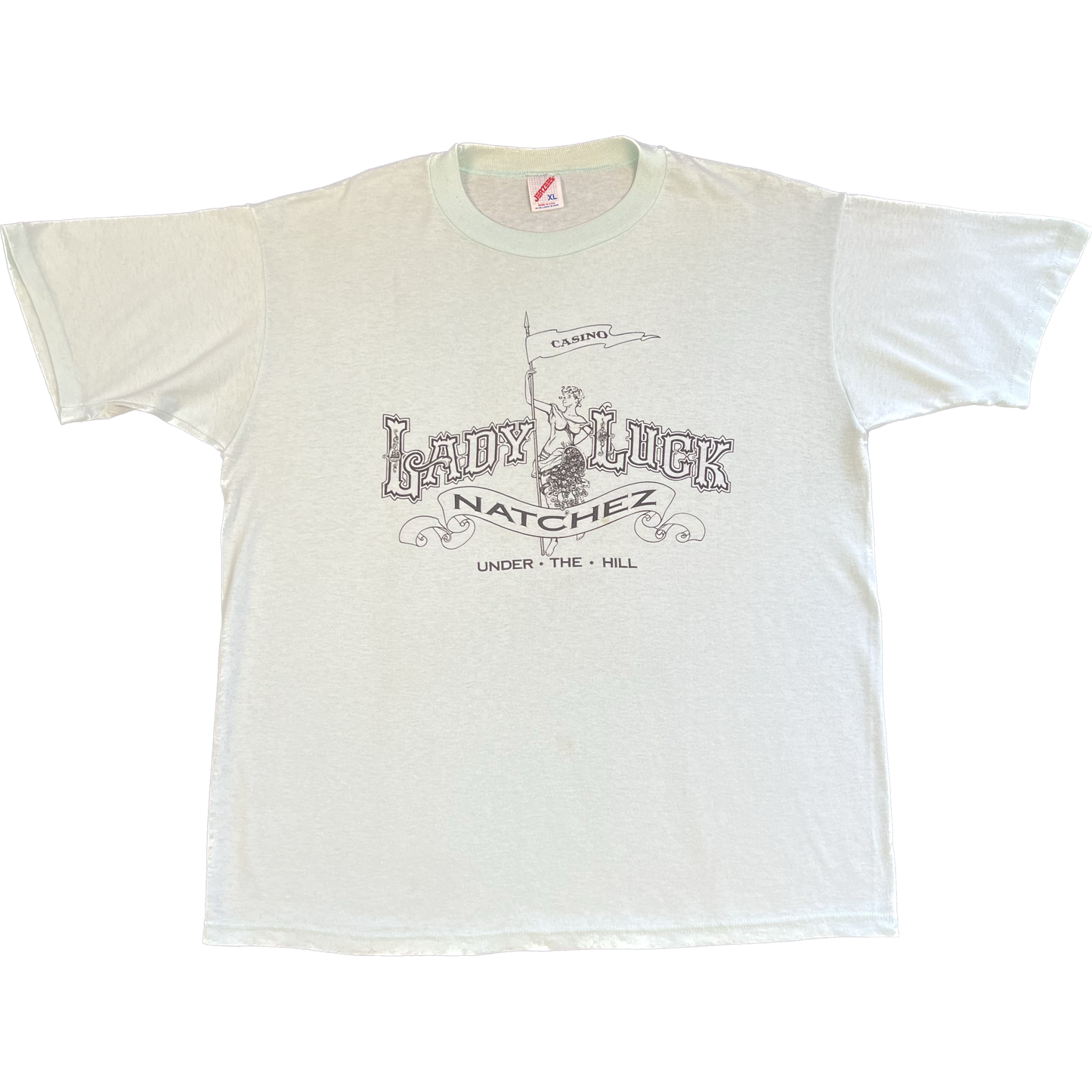 Vintage 1980s Lady Luck Casino Tee - Large - Grey