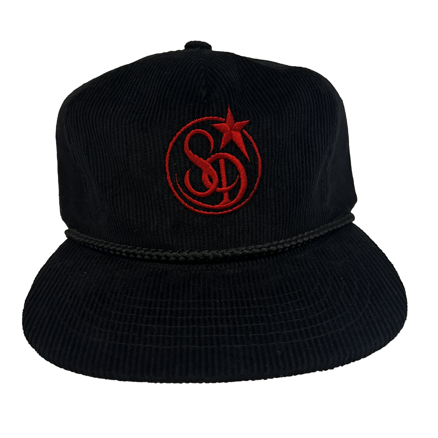 Stardust Wanderlust Lettermark Corduroy Snapback Hat 004 Black / Red