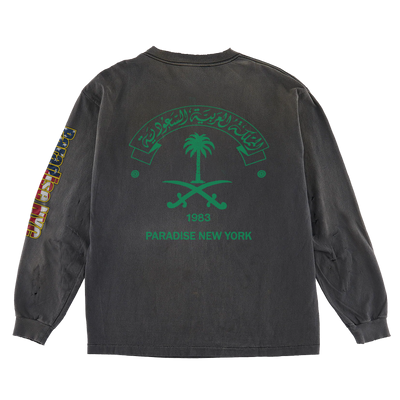 Paradise NYC God Bless Paradise Long Sleeve Tee Garment Dyed Black