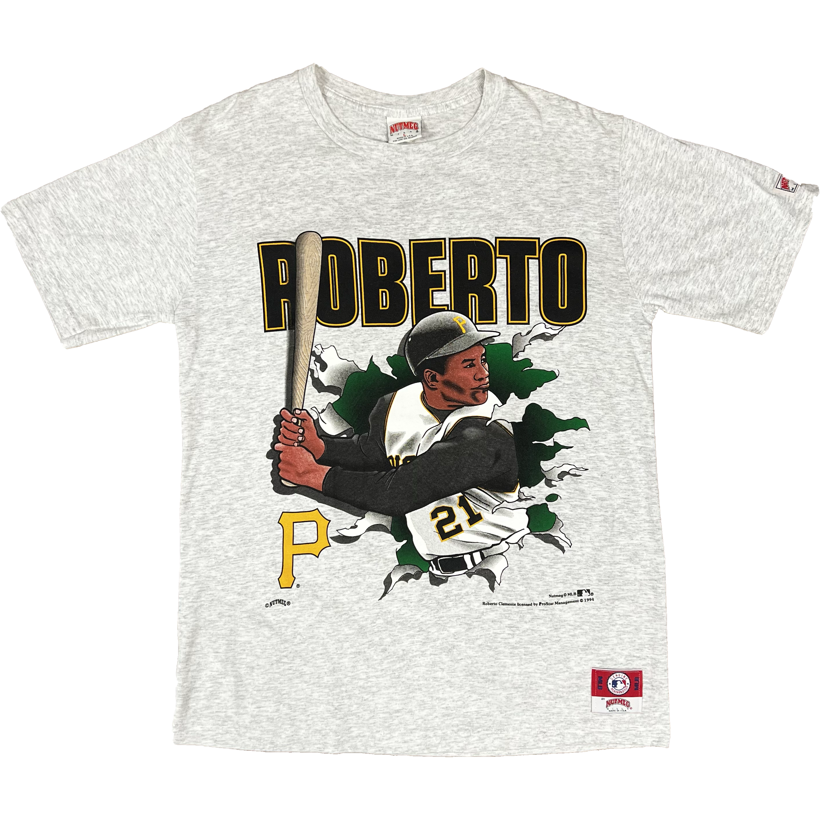 Vintage 1994 Pittsburgh Pirates Roberto Clemente Double Sided Tee - La