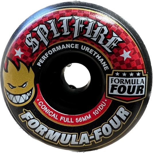 Spitfire Formula Four Conical Full 56mm 101d Set Of 4 Skateboard Wheels Black