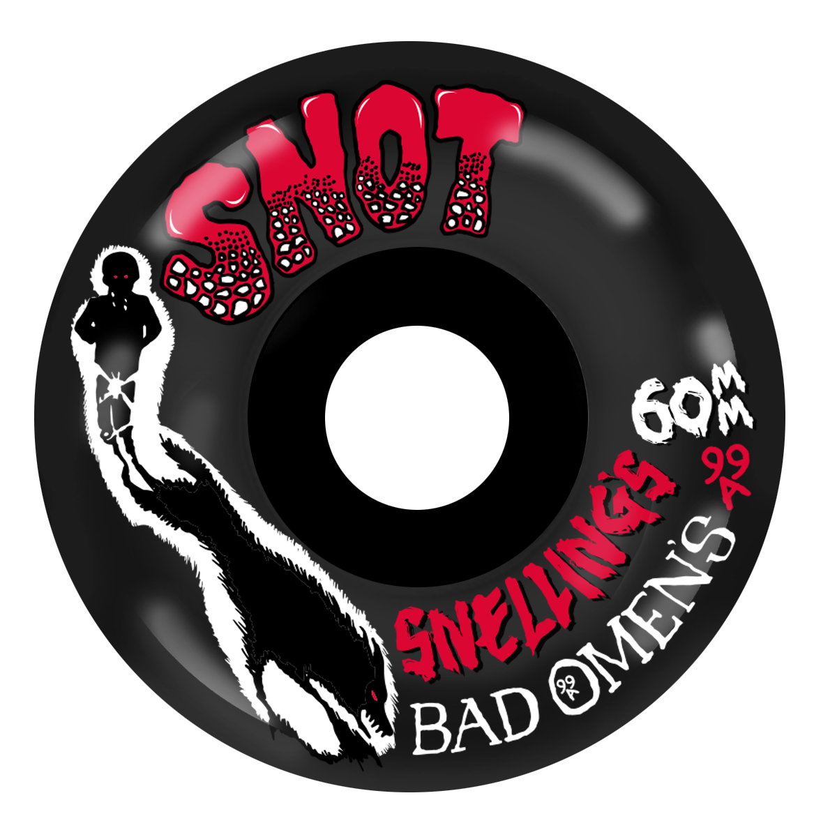 Snot Wheel Co. Jake Snelling Bad Omens 60mm 99a Classic Shape Skateboard Wheels Black
