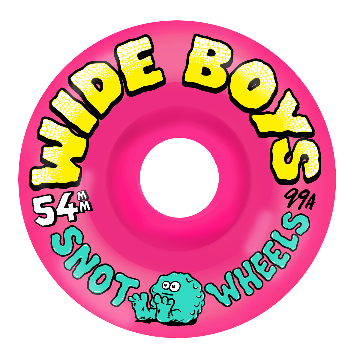 Snot Wheel Co. Wide Boys 54mm 99a Skateboard Wheels Neon Pink