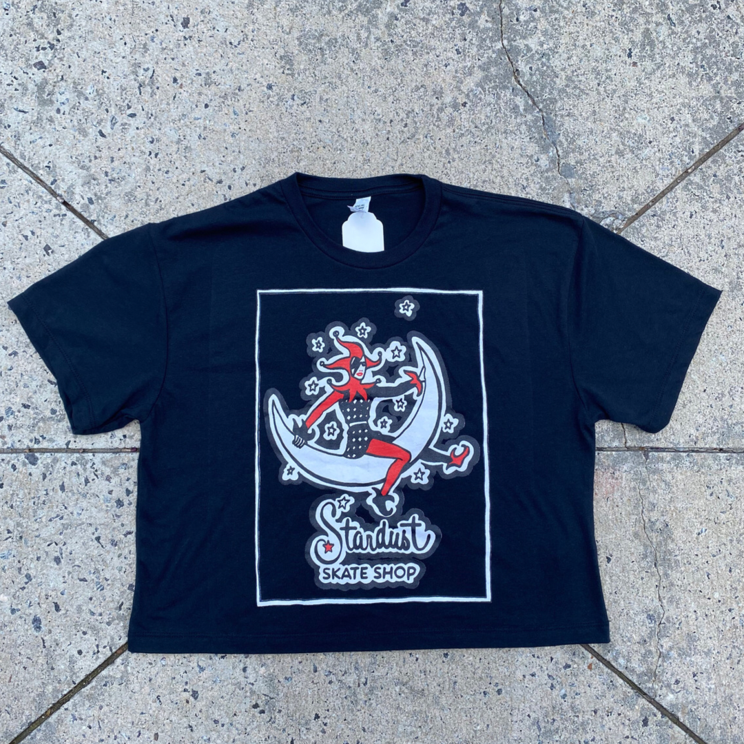 Stardust Skate Shop Moon Jest Crop Top 005 Black