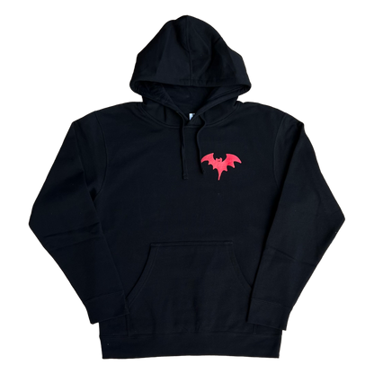 Stardust Skate Shop Bat / Blackletter / Felix Mashup Pullover Hoody Black / Bright Red