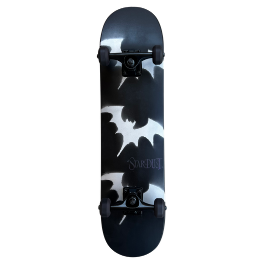 Stardust Skate Shop Tri-Bat Wanderlust Mid Size Pre-Built Complete Entry Level Skateboard 7.75" x 31.25" Flat Black / Metallic Silver / Purple Shimmer