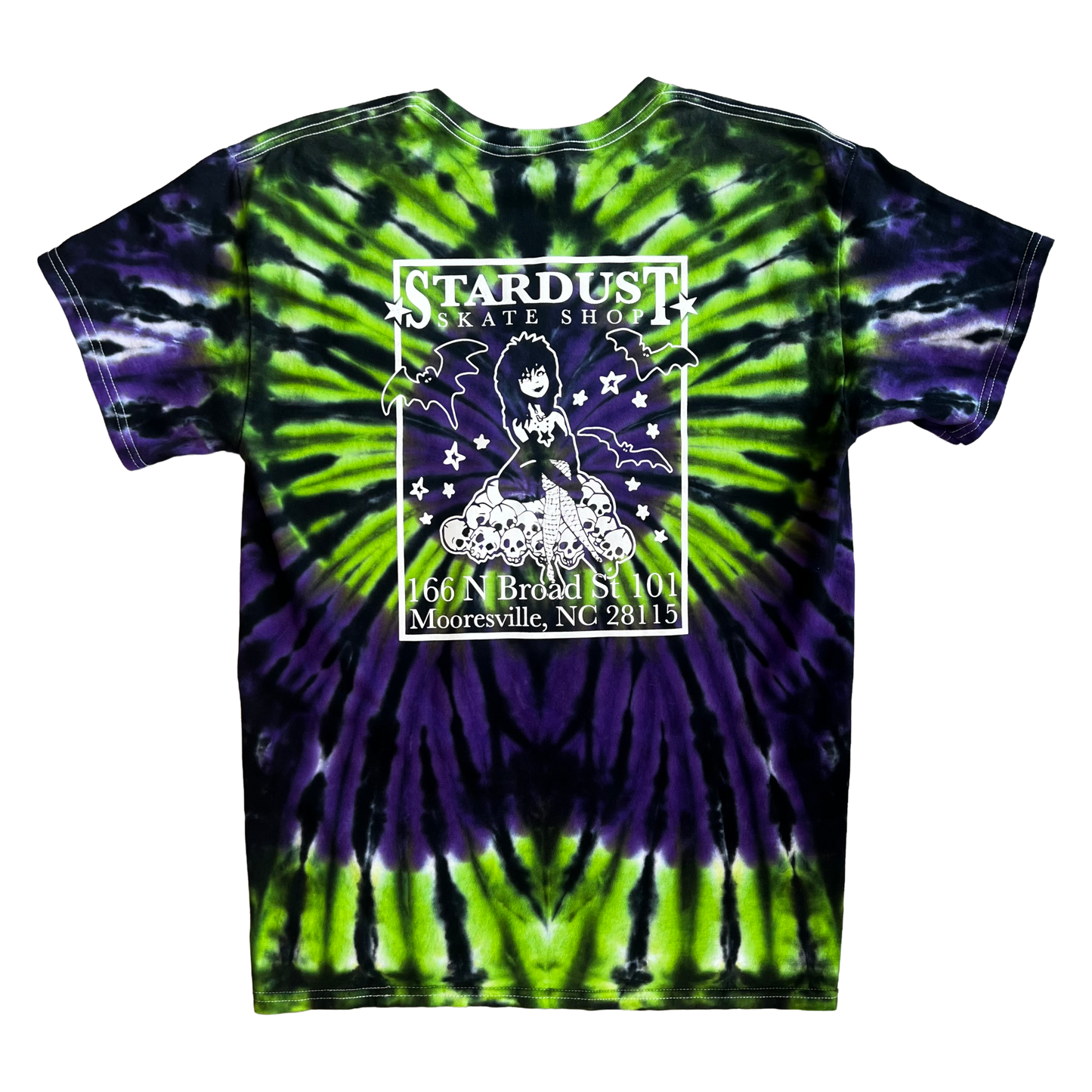Stardust "Goth Girl" Spider Tie Dye Tee 033.3 Black / Green / Purple / White
