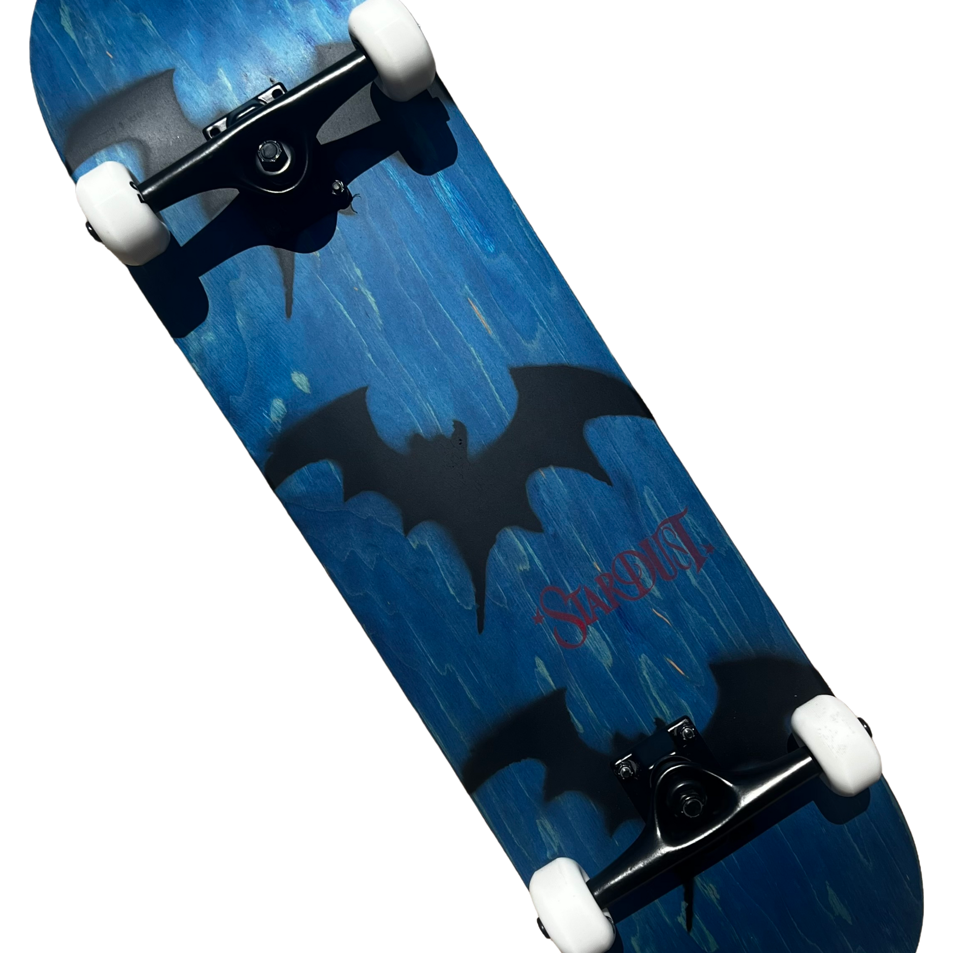 Stardust Skate Shop Tri-Bat Wanderlust Full Size Pre-Built Complete Entry Level Skateboard 8.25" x 32.0" Blue Veneer / Flat Black / Bright Red