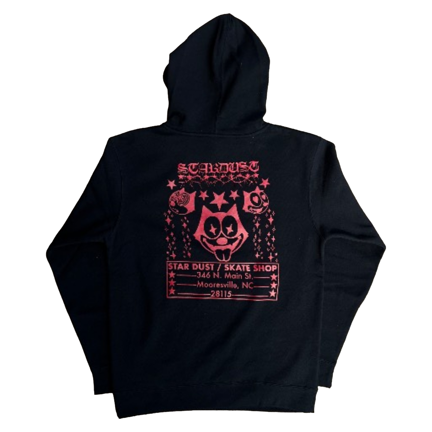Stardust Skate Shop Bat / Blackletter / Felix Mashup Pullover Hoody Black / Bright Red