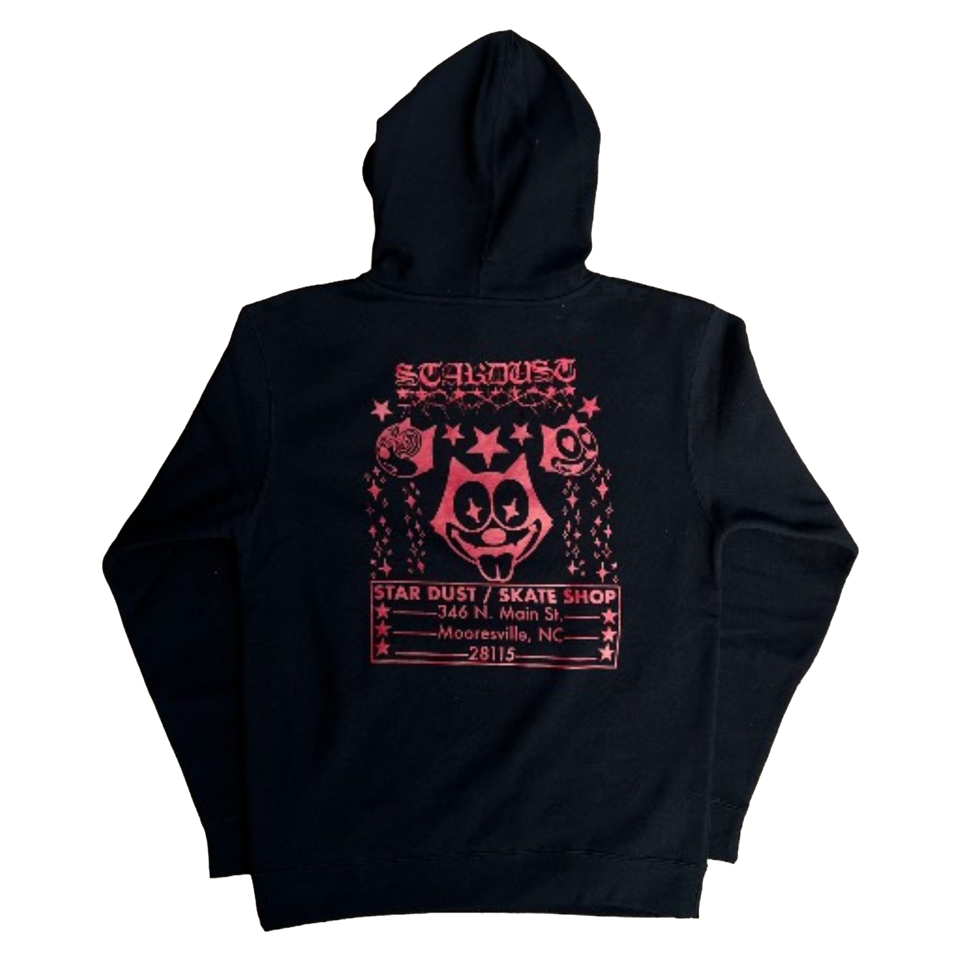 Stardust Skate Shop Bat / Blackletter / Felix Mashup Pullover Hoody Black / Bright Red