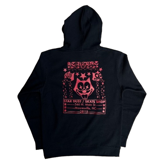 Stardust Skate Shop Bat / Blackletter / Felix Mashup Pullover Hoody Black / Bright Red
