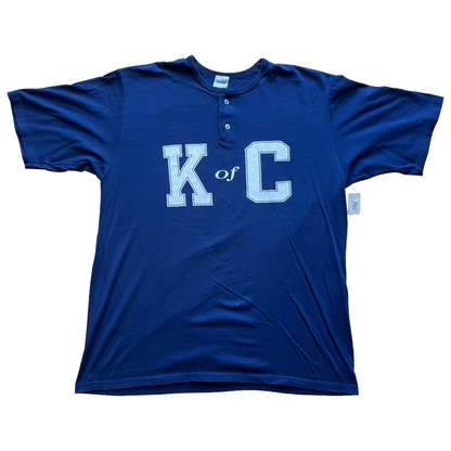 Vintage 1990s K of C Henley Tee - Large - Navy