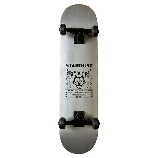 Stardust Skate Shop Felix 012 Pre-Built Complete 7.75" x 31.0" Entry Level Skateboard Silver Glitter / Matte Black