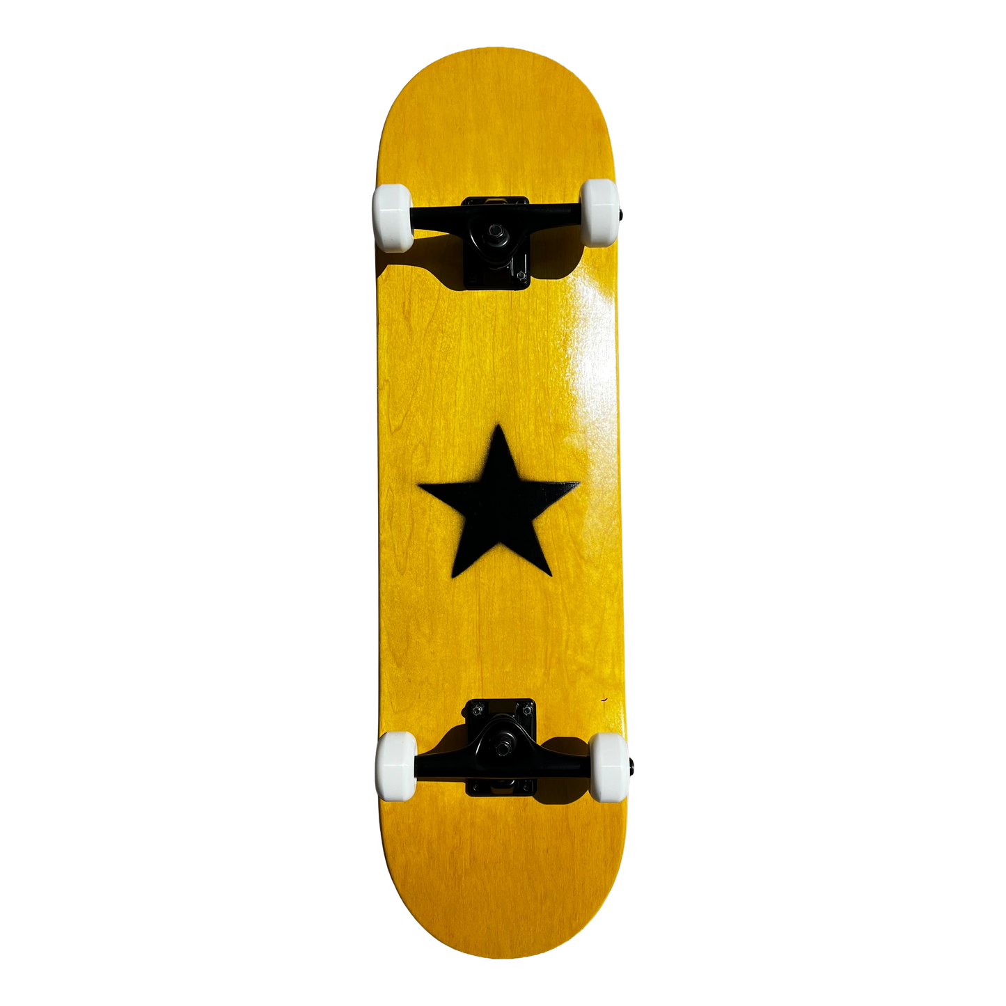 Stardust Skate Shop Yellow Veneer / Matte Black Star Full Size Pre-Built Complete Entry Level Skateboard 8.25" x 31.5"