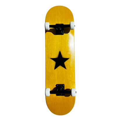 Stardust Skate Shop Yellow Veneer / Matte Black Star Full Size Pre-Built Complete Entry Level Skateboard 8.25" x 31.5"