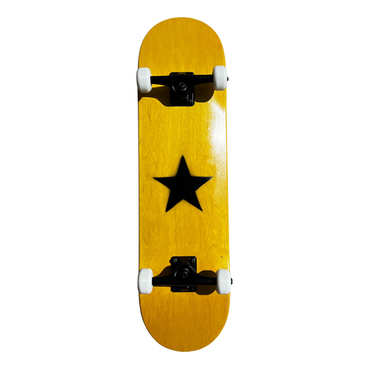 Stardust Skate Shop Yellow Veneer / Matte Black Star Full Size Pre-Built Complete Entry Level Skateboard 8.25" x 31.5"