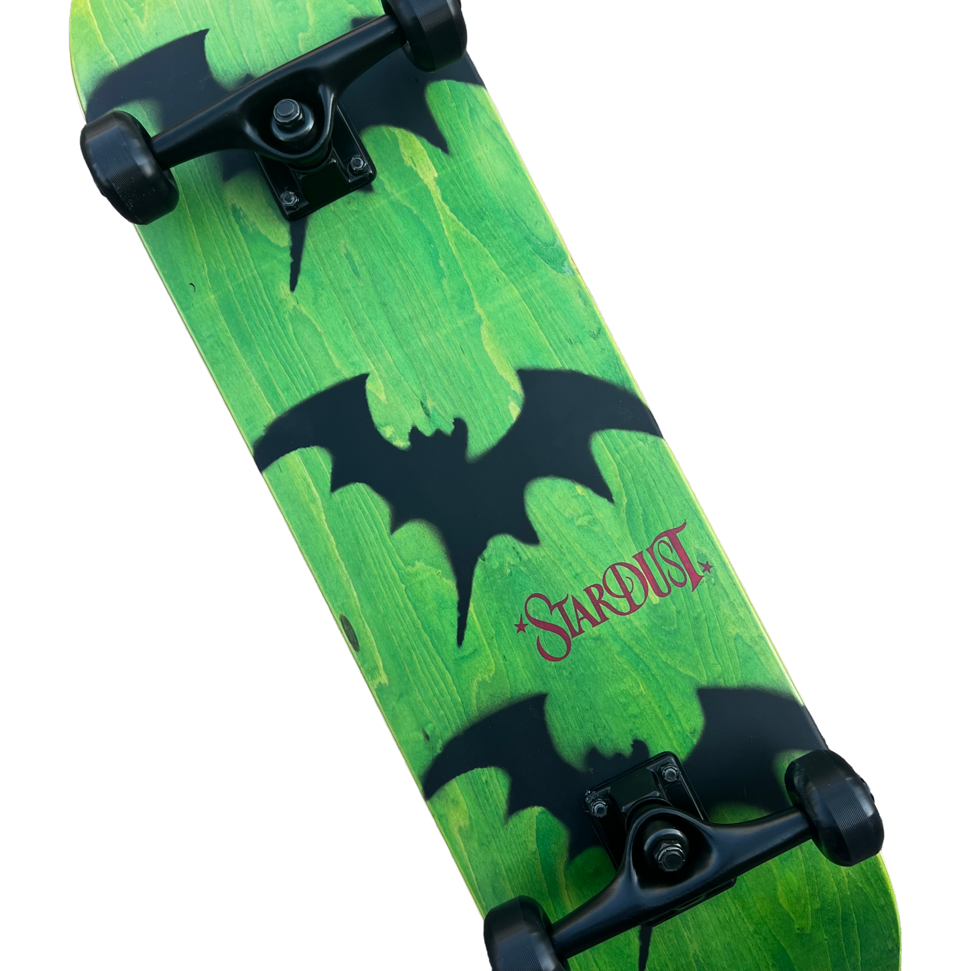 Stardust Skate Shop Tri-Bat Wanderlust Full Size Pre-Built Complete Entry Level Skateboard 8.25" x 32.0" Green Veneer / Flat Black / Bright Red