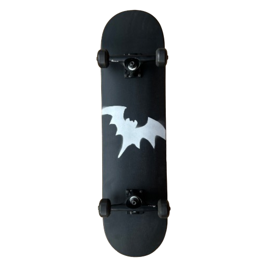 Stardust Skate Shop Matte Black / Metallic Silver Bat 041 Pre-Built Complete Entry Level Skateboard 8.125" x 31.8"