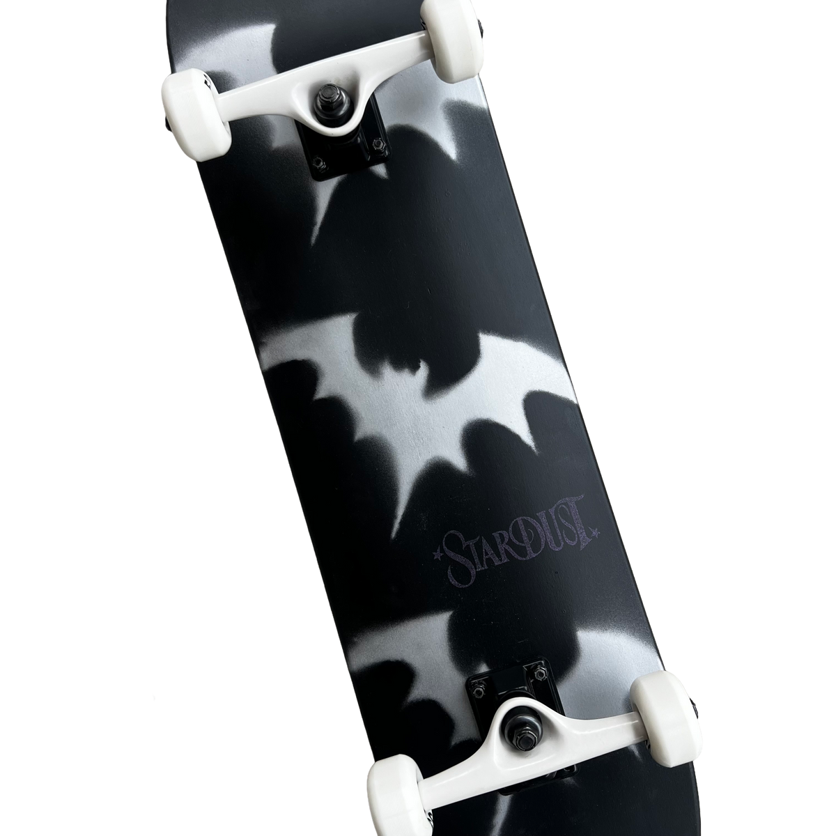 Stardust Skate Shop Tri-Bat Wanderlust Full Size Pre-Built Complete Entry Level Skateboard 8.0" x 31.75" Flat Black / Metallic Silver / Purple Shimmer