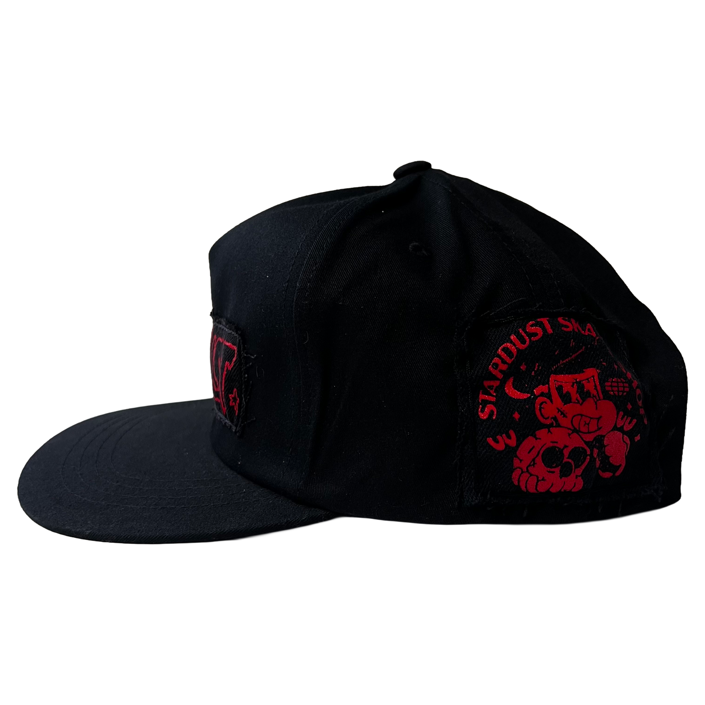 Stardust Patch Mash Ups Snapback Hat Cramps Text 044 & Raver 011 Black / Bright Red