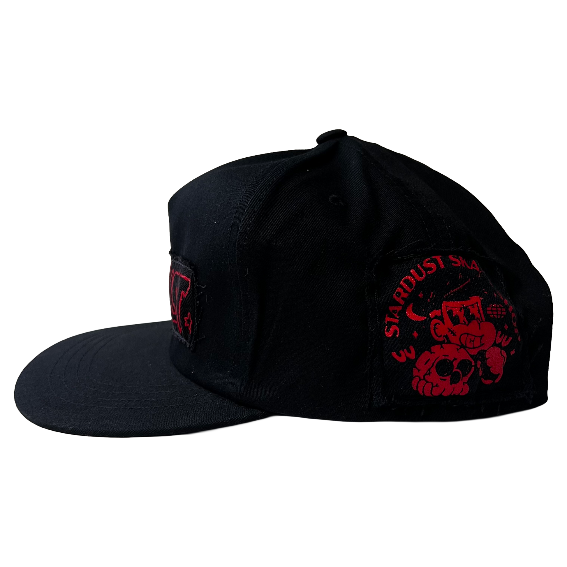 Stardust Patch Mash Ups Snapback Hat Cramps Text 044 & Raver 011 Black / Bright Red