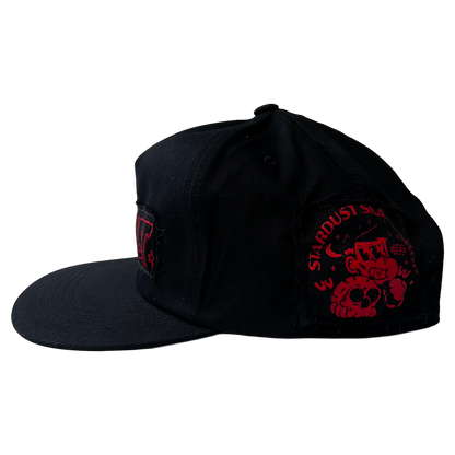 Stardust Patch Mash Ups Snapback Hat Cramps Text 044 & Raver 011 Black / Bright Red