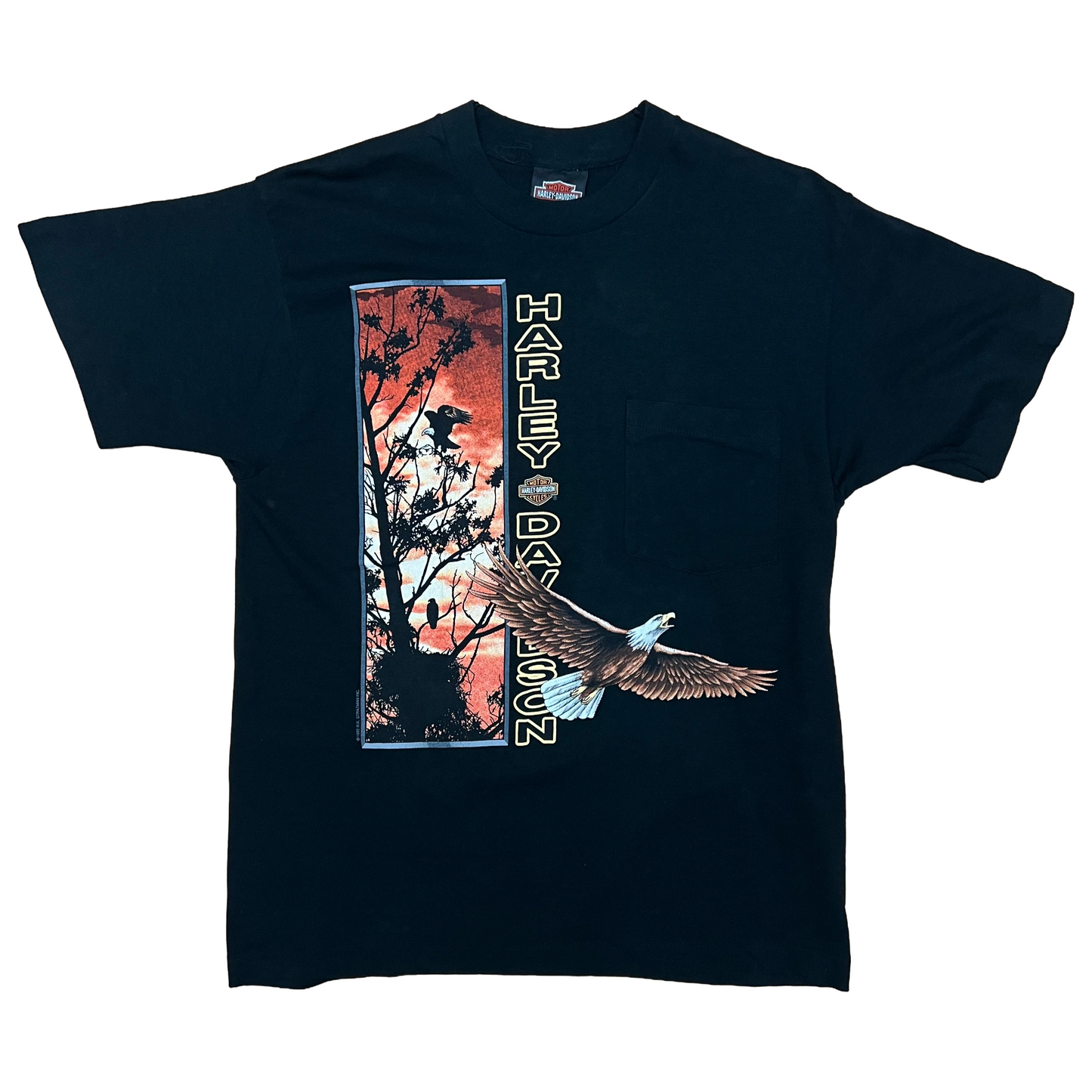 Vintage 1992 Harley Davidson Utica, NY Pocket Tee - Small - Black