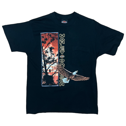 Vintage 1992 Harley Davidson Utica, NY Pocket Tee - Small - Black