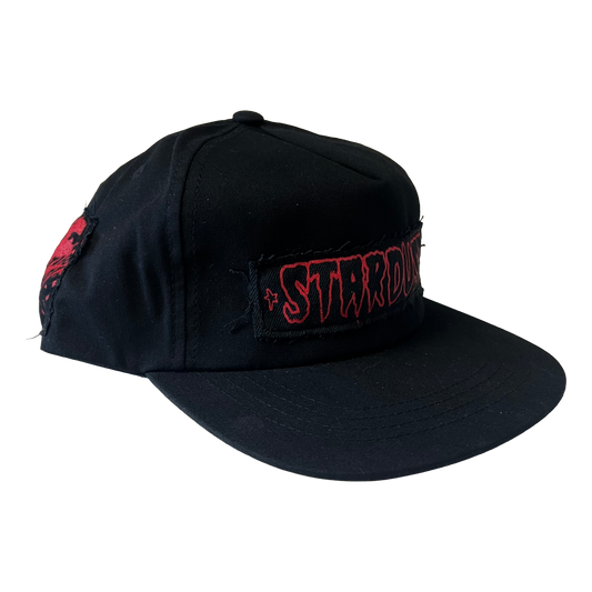 Stardust Patch Mash Ups Snapback Hat Cramps Text 044 & Devil Man 018 Black / Bright Red
