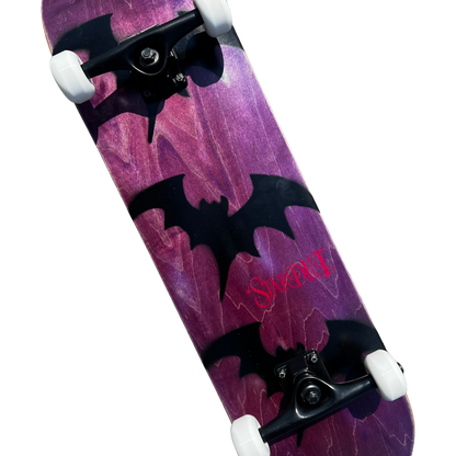 Stardust Skate Shop Tri-Bat Wanderlust Full Size Pre-Built Entry Level Complete Skateboard 8.375" x 32.375" (Full Cut) Purple Veneer / Flat Black / Bright Red