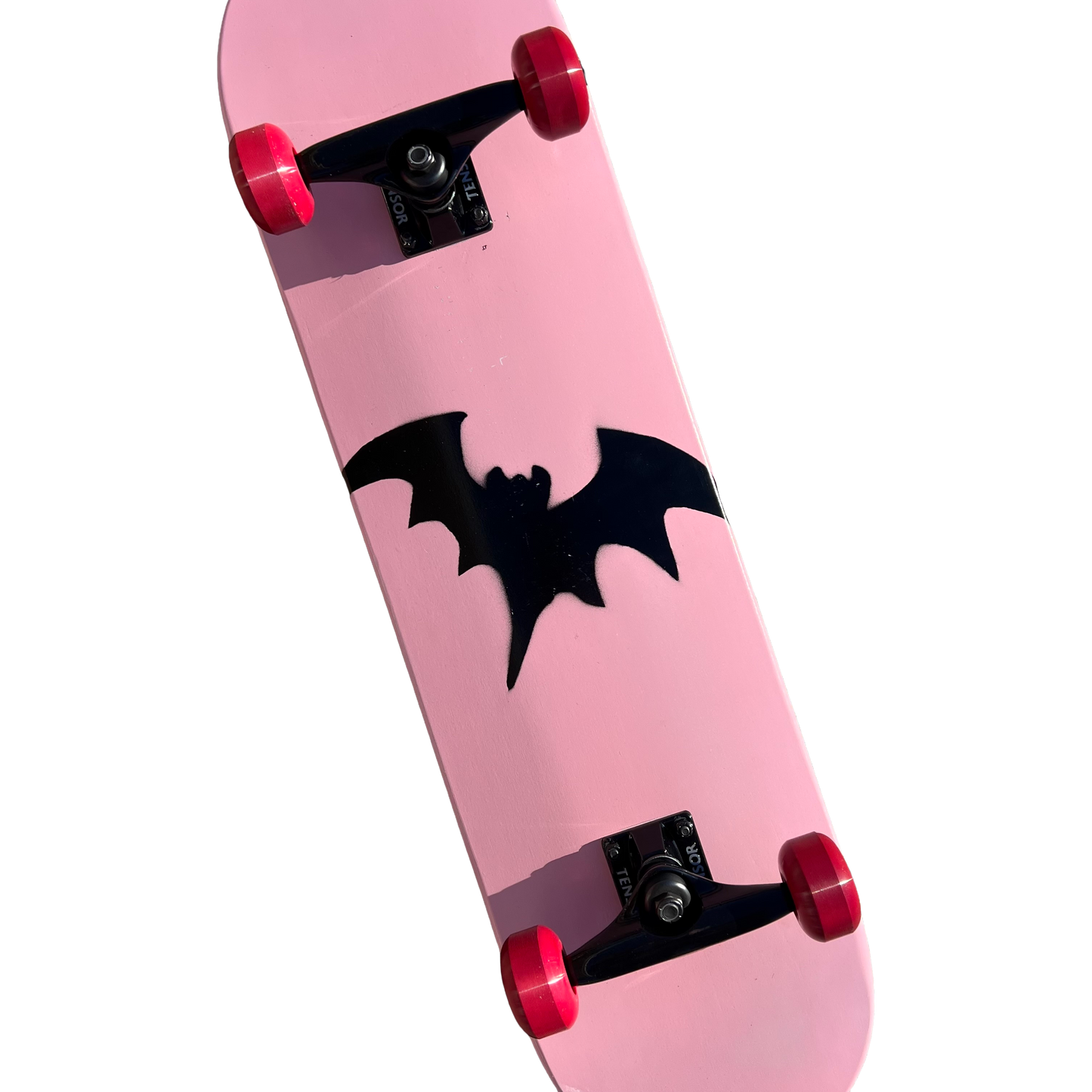 Stardust Skate Shop Soft Pink / Matte Black Bat 041 Mid Size Pre-Built Complete Entry Level Skateboard 8.0" x 31.7"