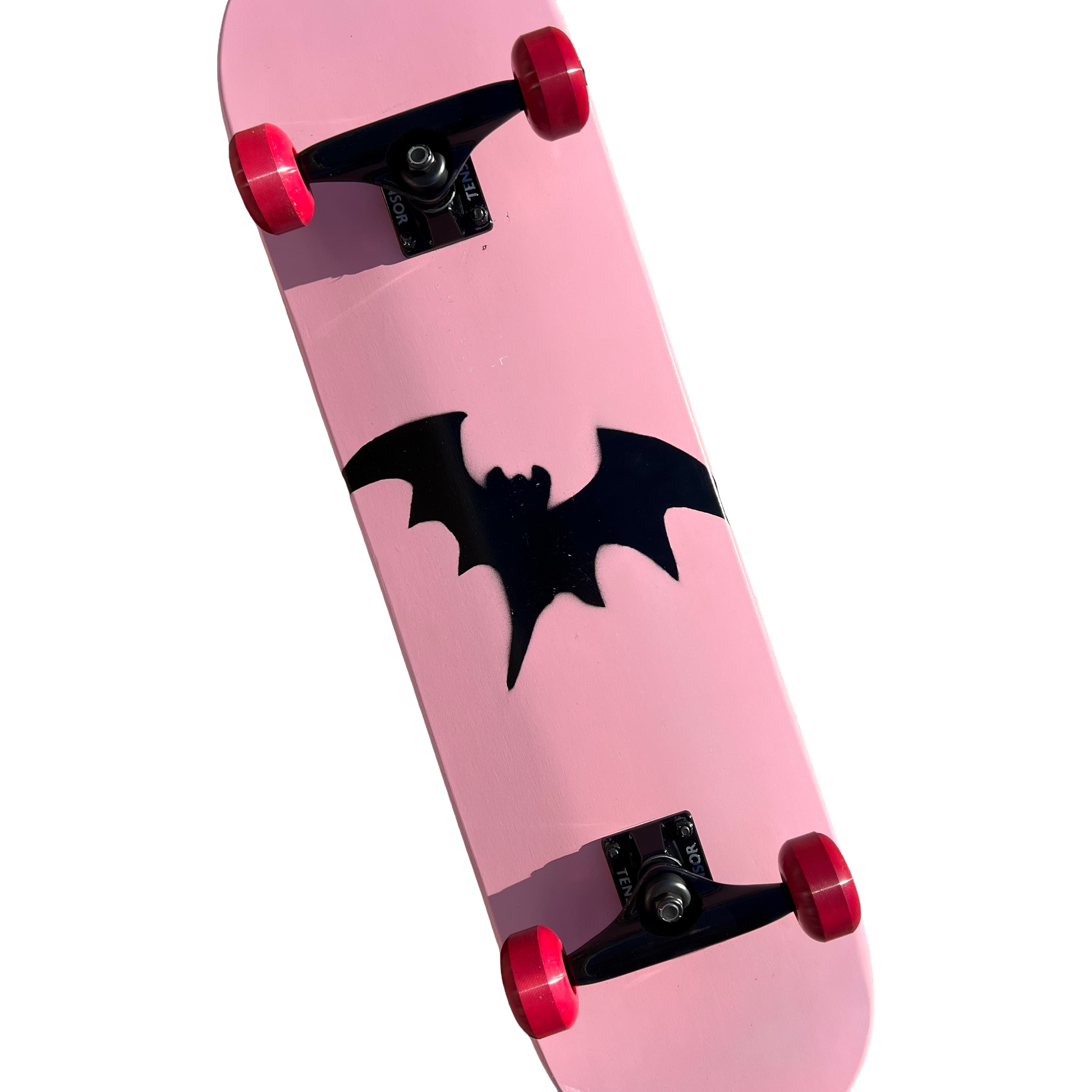 Stardust Skate Shop Soft Pink / Matte Black Bat 041 Mid Size Pre-Built Complete Entry Level Skateboard 8.0" x 31.7"