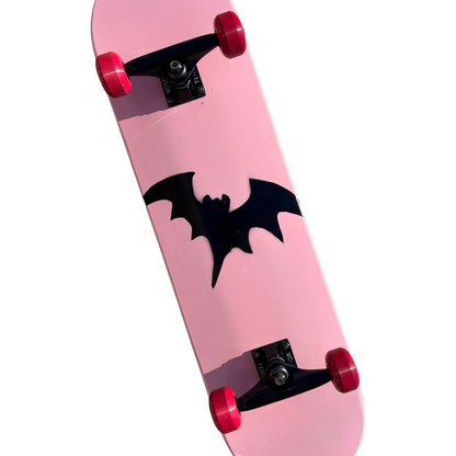 Stardust Skate Shop Soft Pink / Matte Black Bat 041 Mid Size Pre-Built Complete Entry Level Skateboard 8.0" x 31.7"