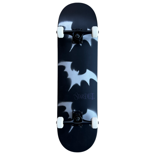 Stardust Skate Shop Tri-Bat Wanderlust Full Size Pre-Built Complete Entry Level Skateboard 8.25" x 32.0" Flat Black / Metallic Silver / Purple Shimmer