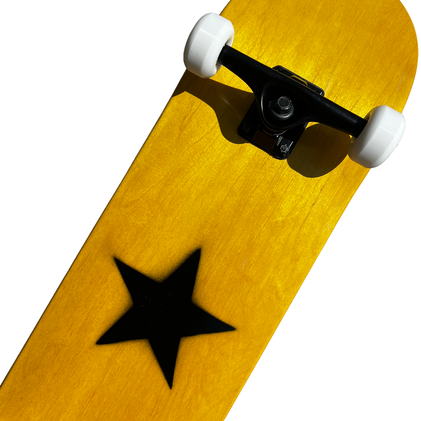 Stardust Skate Shop Yellow Veneer / Matte Black Star Full Size Pre-Built Complete Entry Level Skateboard 8.25" x 31.5"