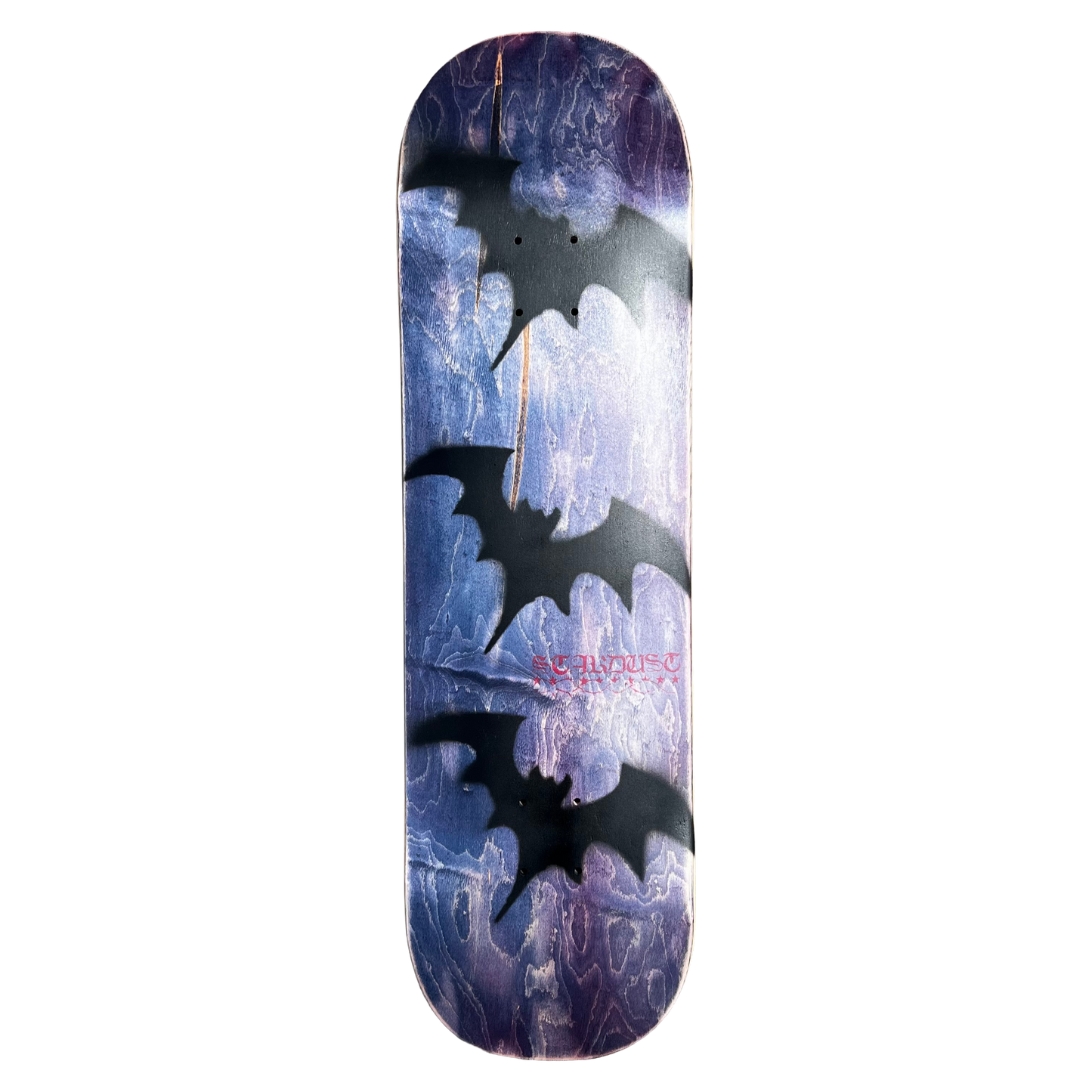 Stardust Tri-Bat Blackletter Deck 052 8.75" (Full Cut) Blue Wash Veneer / Flat Black / Bright Red