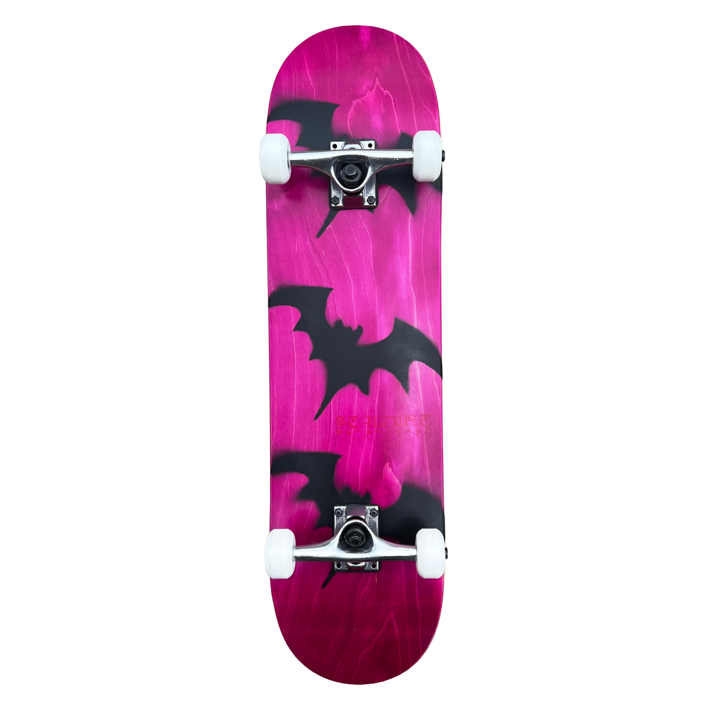Stardust Skate Shop Tri-Bat Blackletter Full Size Pre-Built Complete Entry Level Skateboard 8.25" x 32.0" Pink Veneer / Flat Black / Bright Red