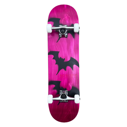 Stardust Skate Shop Tri-Bat Blackletter Full Size Pre-Built Complete Entry Level Skateboard 8.25" x 32.0" Pink Veneer / Flat Black / Bright Red