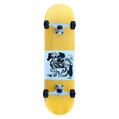 Stardust Skate Shop Dalinean Horse 013 Pre-Built Complete Entry Level Skateboard 8.375" x 32.25" Yellow Veneer / White / Matte Black (Standard Cut)