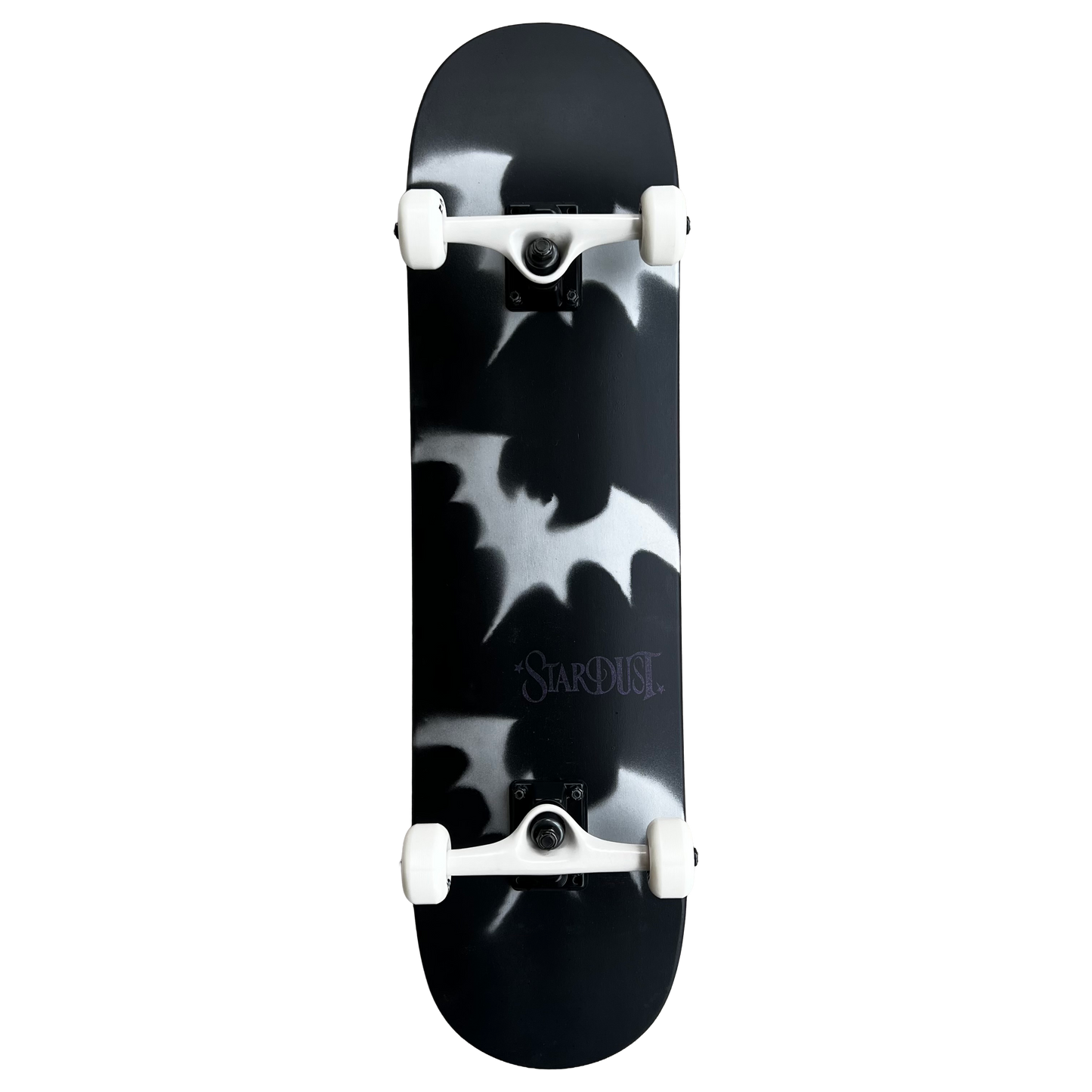 Stardust Skate Shop Tri-Bat Wanderlust Full Size Pre-Built Complete Entry Level Skateboard 8.0" x 31.75" Flat Black / Metallic Silver / Purple Shimmer