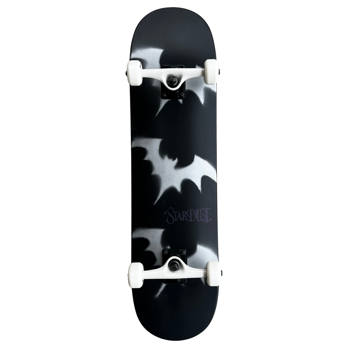Stardust Skate Shop Tri-Bat Wanderlust Full Size Pre-Built Complete Entry Level Skateboard 8.0" x 31.75" Flat Black / Metallic Silver / Purple Shimmer