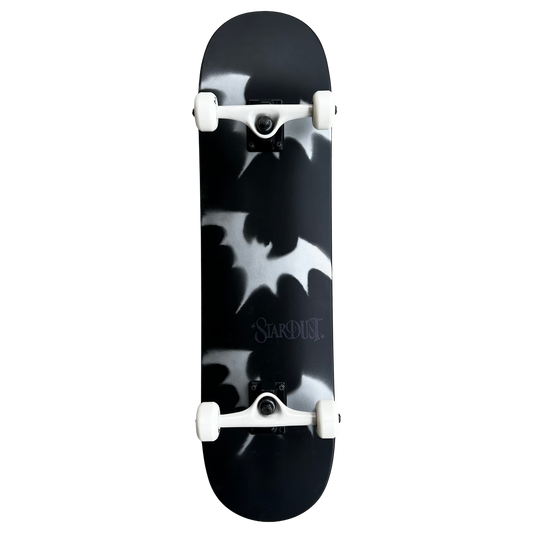 Stardust Skate Shop Tri-Bat Wanderlust Full Size Pre-Built Complete Entry Level Skateboard 8.0" x 31.75" Flat Black / Metallic Silver / Purple Shimmer
